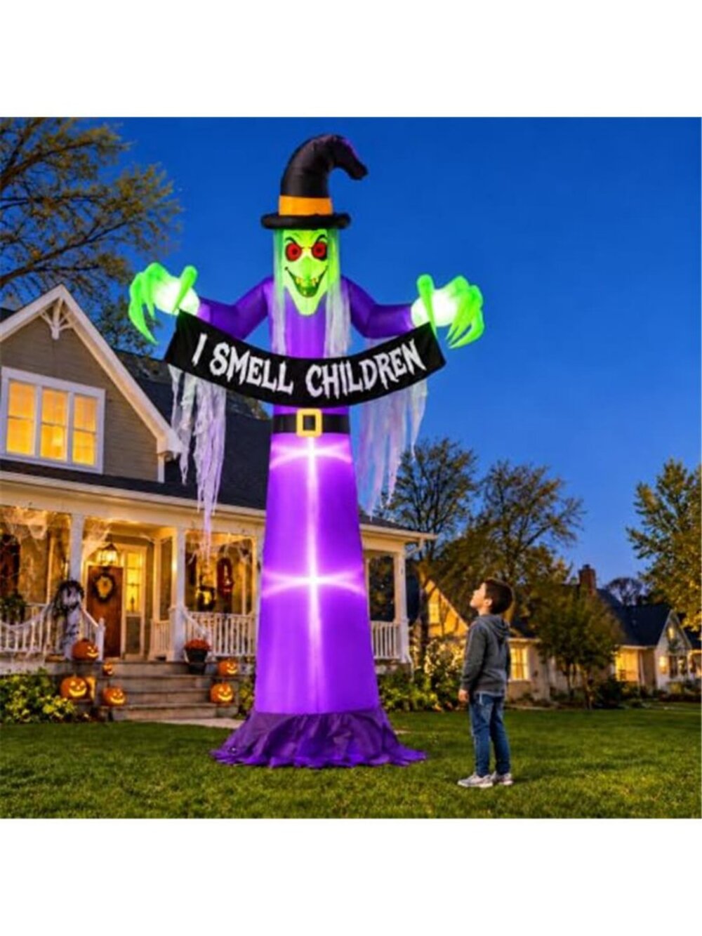 12FT Giant Halloween Inflatables Witch Outdoor Decorations, Giant Blow Ups with